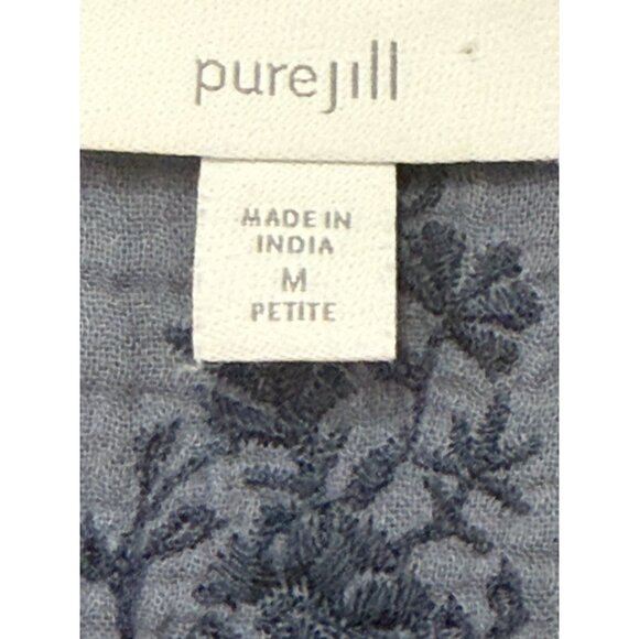 J Jill Pure Jill 100% Cotton Gauzy Dress Embroidered Size M Petite Lagenlook - Picture 4 of 6